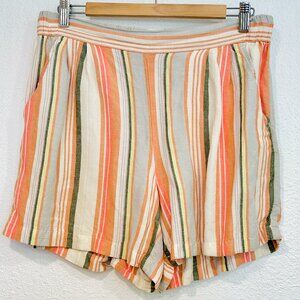A New Day Pull On Shorts MultiColor Stripes Elastic Waist Pockets 5" Inseam Med